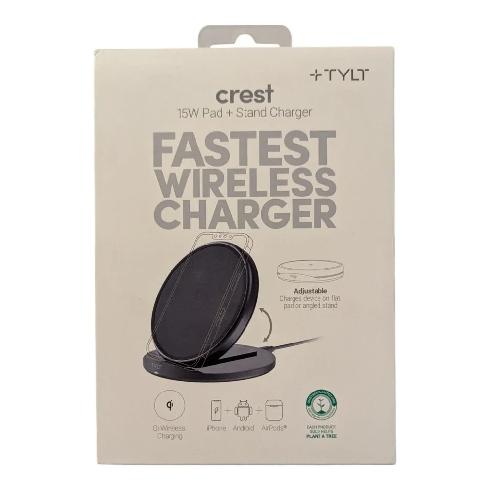 R2-N TYLT Crest 15W Pad + Stand Charger - Fast Charging - Black